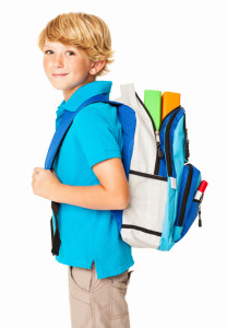 Schoolboy With His Bag - Isolated